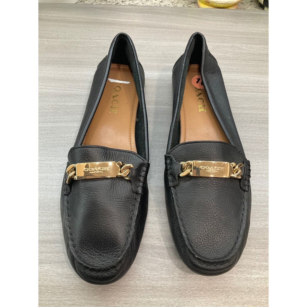 COACH NEW YORK OLIVE PEBBLE GRAIN LEATHER LOAFER